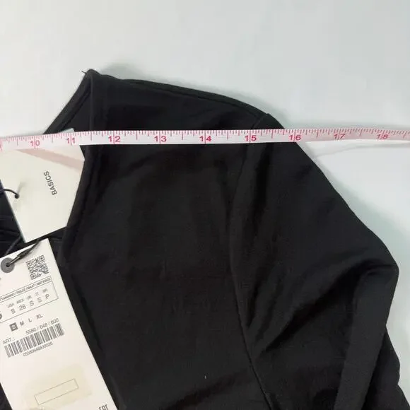 ZARA Black Long Sleeve Midi Dress with Camel Suede Belt NWT Size Small - Picture 7 of 12